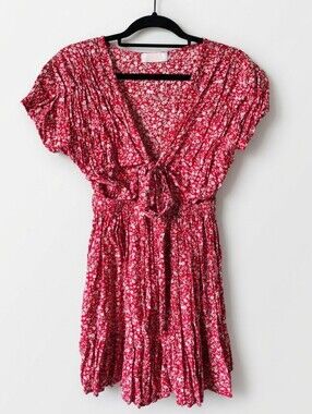 C+D+M Collection Red Floral Tie-Front Mini Dress | Size M | The Latest Scoop